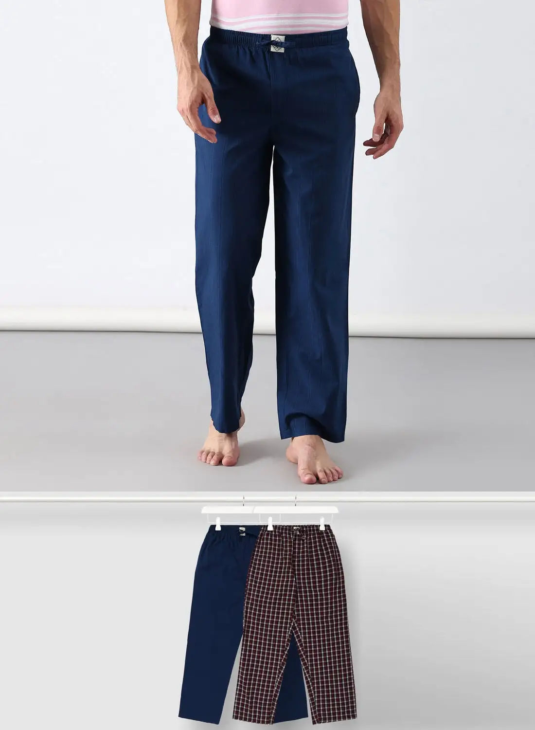 ABOF 2 Pack Lounge Pants Set أزرق / بني