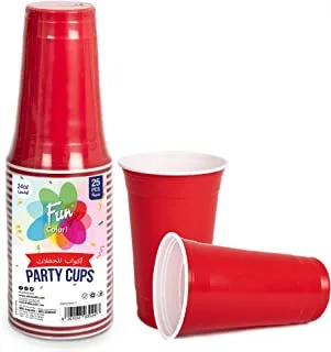 Fun® Plastic Party Cups 24oz - Red Plastic Cups Sturdy Red Plastic Party Cups Birthday Party Cups for All Occasions,710ml Cups - 25pieces