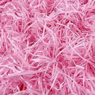 MARKQ Crinkle Cut Shredded Paper Filler for Gift Wrapping Hamper/Basket Filling, Packing Supplies (Light Pink)