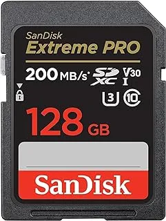 بطاقة SanDisk Extreme PRO SDXC سعة 128 جيجا بايت + RescuePRO Deluxe ، حتى 200 ميجابايت / ثانية ، UHS I ، الفئة 10 ، U3 ، V30 SDSDXXD 128G GN4IN ، أسود