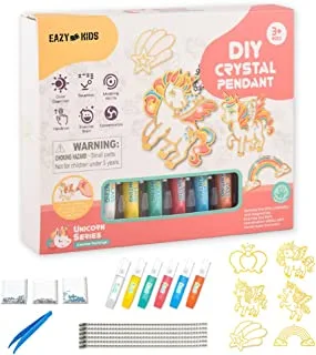 Eazy Kids DIY Kids Art & Craft Crystal Pendant Making & Coloring Set- Unicorn