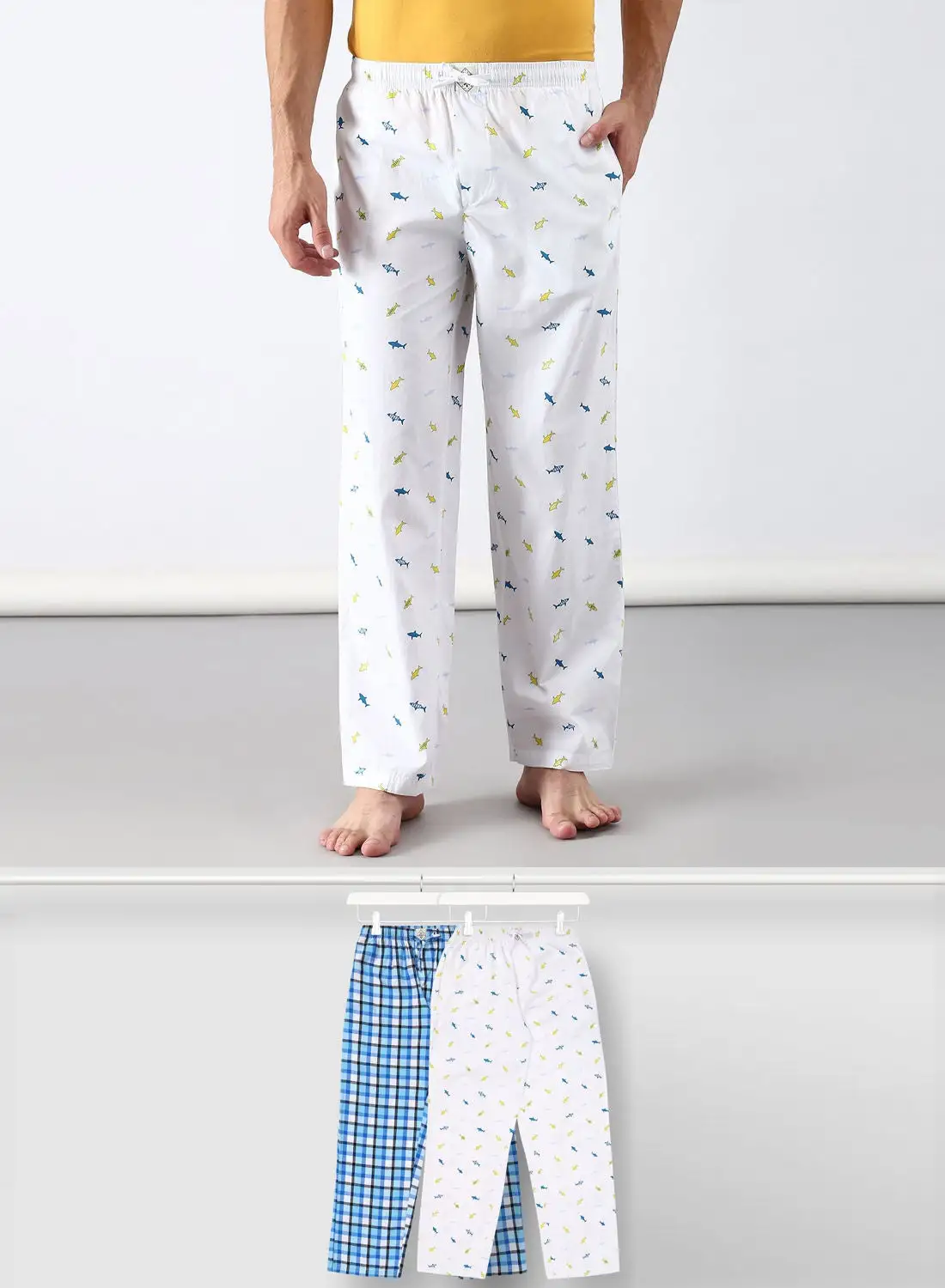 ABOF 2 Pack Lounge Pants Set أبيض / أزرق