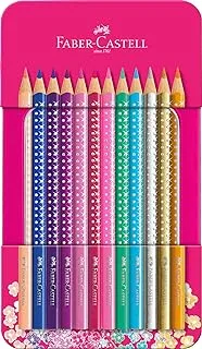 Faber-Castell Sparkle colour pencil tin with 12 Sparkle colour pencils-Made in Germany