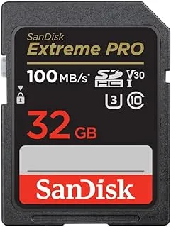 SanDisk 32GB Extreme PRO SDHC card + RescuePRO Deluxe, up to 100MB/s, UHS I, Class 10, U3, V30 SDSDXXO 032G GN4IN, Black