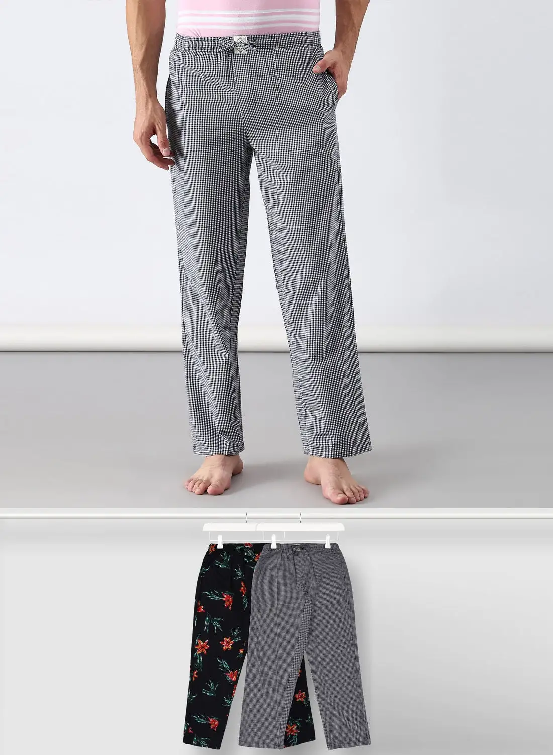 ABOF 2 Pack Lounge Pants Set أسود / رمادي