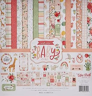 Echo Park Paper Company Welcome Baby Girl Collection Kit Paper, 12-x-12-Inch