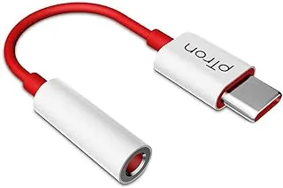 PTron Solero C1 USB Type C to 3.5mm Jack Headphones Audio Connector, Compatible with Audio Adapter Accessory Mode USB Type C Port Devices Xiaomi, OnePlus Nord /8T/8/7T/7/7 Pro/1+6/1+6T (White & Red)