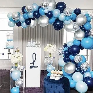 Soonlyn Blue Balloon Garland 124 Pack Navy Silver White Light Blue Balloon Arch Kit for Baby Shower Boy Party Decoration Birthday Decoration