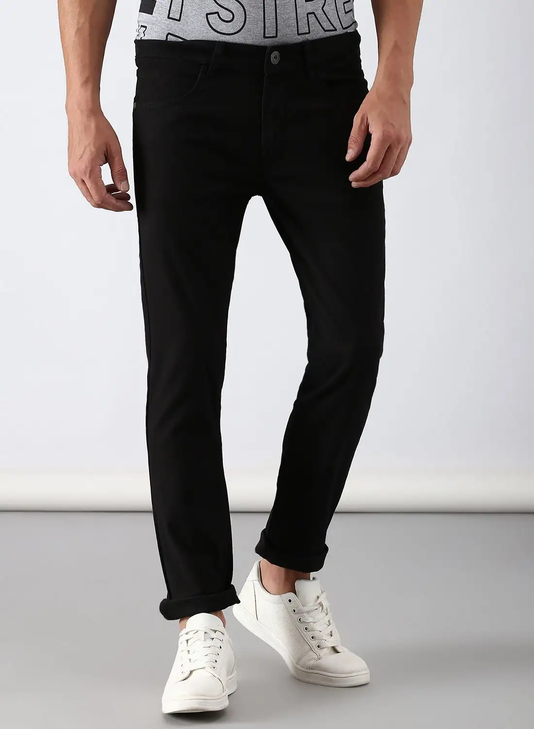 ABOF Casual Tapered Jeans Black