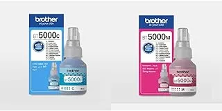 BROTHER Genuine BT5000C Ultra High Yield Yield Cyan Ink Bottle, 7.6 x 5.1 x 15.2 cm & BROTHER Genuine BT5000M Ultra High Yield Yield Magenta Ink Bottle, 7.6 x 5.1 x 15.2 cm