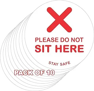 Mega Format | Please DO NOT SIT HERE | 4-inch Social Distancing Stickers, Chair Decal (Red, 10-Pack)