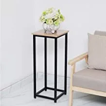 YATAI Wood Corner Table Bed Night Stand Side Table With Metal Frame Wooden Center Beside Table Rustic Side End Coffee Table For Bedroom Living Room Home Office Furniture Console Nightstand Table