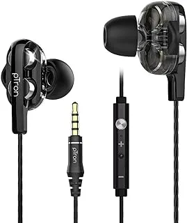 pTron Boom Ultima V2 Dual Driver, in Ear Gaming Wired Earphones with Mic, Volume Control, Passive Noise Cancelling Boom 3 with 3.5mm Audio Jack & 1.2M Tangle-Free Cable (Black)