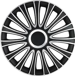 Lemans Wheel Covers, Premium European-Made Rim Covers with 3-Step Retention System, Durable 17 Inch Hubcaps Set of 4, Fits Most Steel Wheels, Silver & Black- Alpena