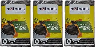 Hotpack Garbage Bag 80x110cm, 55 Gallon, 20 Pieces, Pack of 3 60 Bags