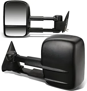 DNA MOTORING TWM-001-T222-BK Pair of Manual Adjustment Towing Side Mirrors Compatible With 99-07 Silverado Sierra / 00-06 Suburban Tahoe Yukon,Black, Medium