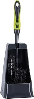 Royalford RF2372GR Toilet Brush with Holder - Portable Easy Storage with Comfortable Handle | Compact Design | Clears Clogged Toilets and drains | Ideal for Home and Office Use - Grey