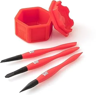 Sili Glue Pod and 3 Sili Micro Glue Brushes with Multi Purpose Sealable Lid/Glue Brush Holder • Fine Tip • Chiseled Tip and Flat Tapered Tip Brushes for Arts • Crafts • Models and Woodworking