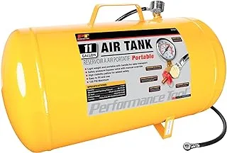 Performance Tool W10011 Hi-viz 11-Gallon Horizontal Portable Air Tank With Tire Air Chuck, Yellow