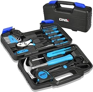 DNA MOTORING blue 39 pcs portable tool kit household hand toolbox general repair screwdriver pliers hammer hex (tools-00008)