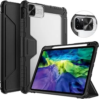 Nillkin Case Compatible with iPad Air 10.9 2020/Air 4/Pro 11 2020 Bumper Shockproof Flip Leather [Built in Kickstand & Camera Protector] Apple Pencil Holder, Auto Wake/Sleep