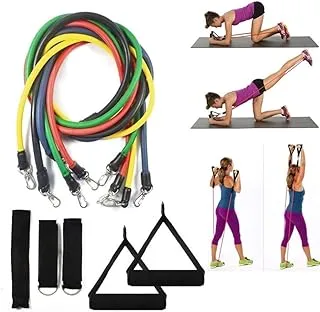 JLWang 11 PCS Resistance Band Set Yoga Pilates Abs Exercise Fitness Tube Workout Bands UP to 100lb