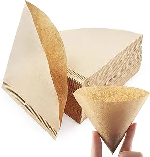 ECVV 100Pcs V60 Coffee Paper Filter Unbleached Disposable Portable Cone Coffee Filter for 2 To 4 Persons