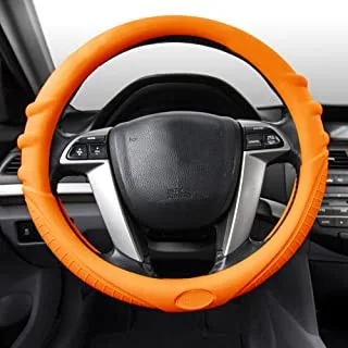 FH Group FH3003ORANGE Orange Steering Wheel Cover (Silicone W. Grip & Pattern Massaging Color-Fit Most Car Truck Suv or Van)