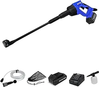 VTOOLS 20V Cordless Pressure Washer, 6 Type Water Flow, 6m Hose, Include 2.0 Ah Battery & Charger, Suitable For Car Washing, Floor, Window, Wall, 2 Years Warranty, Blue/Black - VT1210