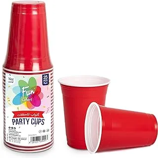 Fun® Plastic Party Cups 16oz - Red Plastic Cups Sturdy Red Plastic Party Cups Birthday Party Cups for All Occasions, 475ml Cups - 25pieces