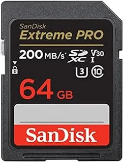 بطاقة SanDisk Extreme PRO SDXC سعة 64 جيجا بايت + RescuePRO Deluxe ، حتى 200 ميجابايت / ثانية ، UHS I ، الفئة 10 ، U3 ، V30 SDSDXXU 064G GN4IN ، أسود