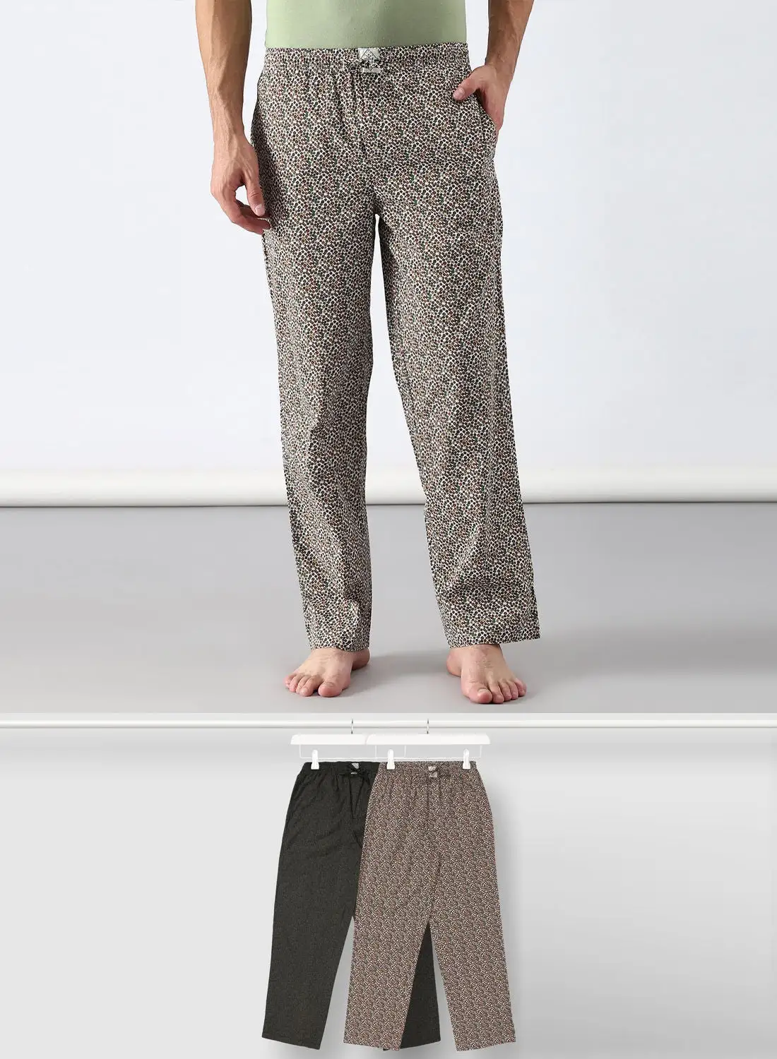 ABOF 2 Pack Lounge Pants Sets Grey/Green