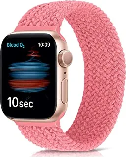 KG20 Nylon Braided Solo loop Fabric Strap/Band for Apple watch series 1,2,3,4,5,6 and all its versions (42mm-44mm (L),PINK)