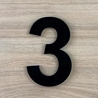 5-Inch Acrylic Street Address Number - Black Solid Modern House Number (Three)