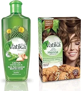 Vatika Henna Hair Color Mahogany 6 * 10g + Vatika Cactus Hair Oil