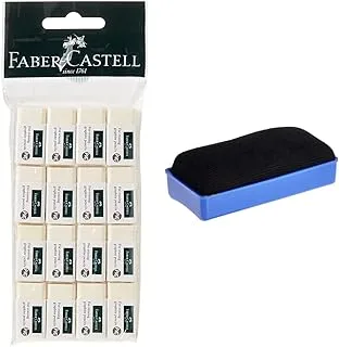 Faber-Castell Pvc-Free Eraser Small Poly Bag Of 16Pc & E7837 Whiteboard Eraser, Assorted Color