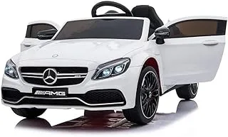 Dorsa 12V Mercedes-Benz C63 Ride on Car with Remote Control, Spring Suspension, Radio, & More. Electric Cars for Kids White