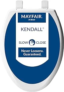 Mayfair 1847SLOW 000 Kendall Slow-Close, Removable Enameled Wood Toilet Seat That Will Never Loosen, 1 Pack ELONGATED - Premium Hinge, White