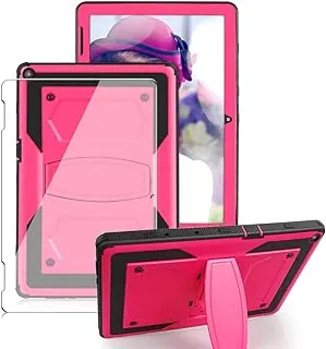 ZZHAO for Walmart Onn 10.1 inch 2nd Gen 2020 Case (Model:100011886) Tablet Case,Built-in Stand Shockproof Hybrid Rugged Kids Friendly Case Come with Tempered Glass Screen Protector (Pink,1 Pack)