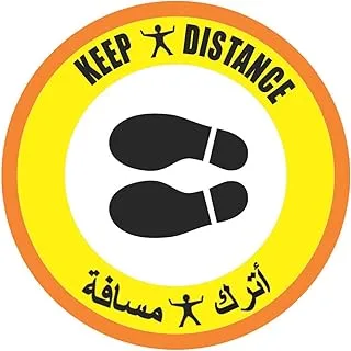 12 PCS Social Distancing Floor Signs, Keep Distance Safety Decals, Please Wait Here Stand Here Stickers, Floor Reminder Dedicated Waterproof Round Markers with Footprints (10 Circle & 2 Triangles)