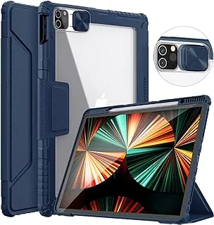 Nillkin Case for iPad Pro 12.9 2020/2021(5th 4th Generation),[Sliding Camera Protection&Built-in pen tray ]with Automatic Wake/Sleep Function Shockproof Case,Blue