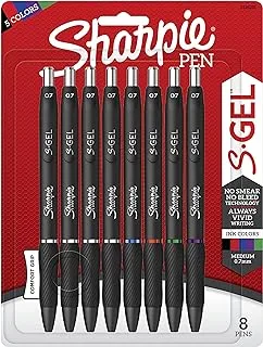 Sharpie S-Gel ، أقلام جل ، نقطة متوسطة (0.7 مم) ، ألوان متنوعة ، 8 قطع