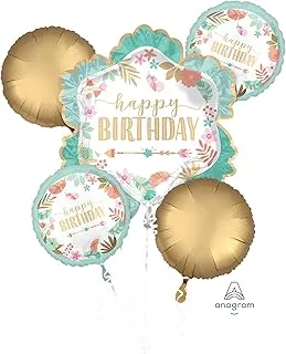 Amscan Bouquet Boho Birthday Girl Foil 75 Balloon, Blue