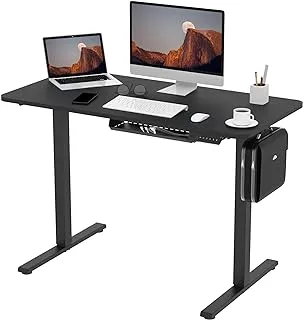 FLEXISPOT E1 Height Adjustable Electric Standing Desk with Desktop Two-Stage Heavy Duty Steel Stand up (Black Frame+ Black Desktop)