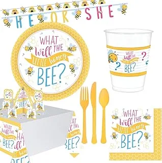 Party centre what will it bee premium tableware party supplies for 8 guests, includes banner and table decorating kit