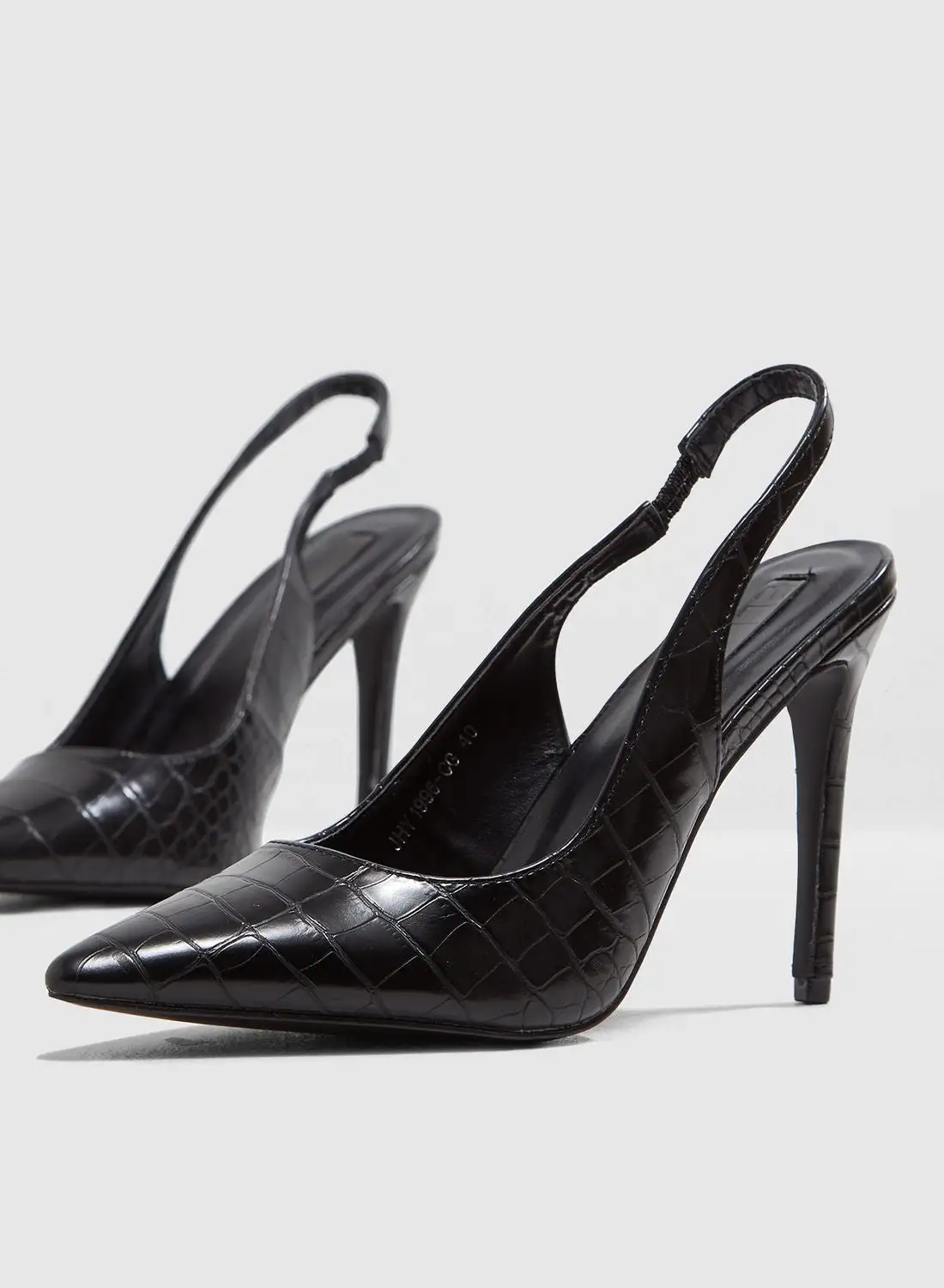 ELLA Sling Back Court Shoe In Mock Croc