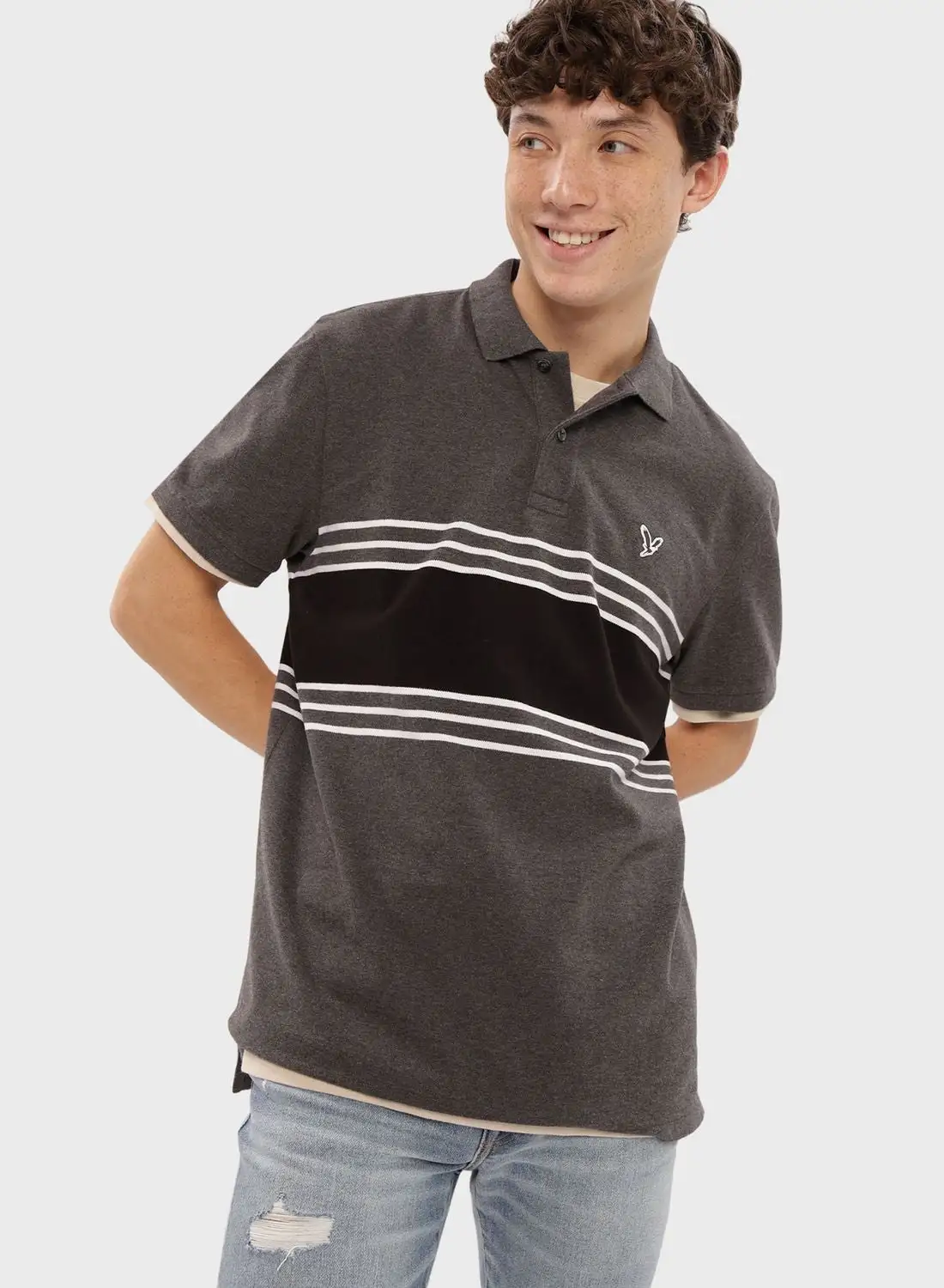 American Eagle Striped Polo