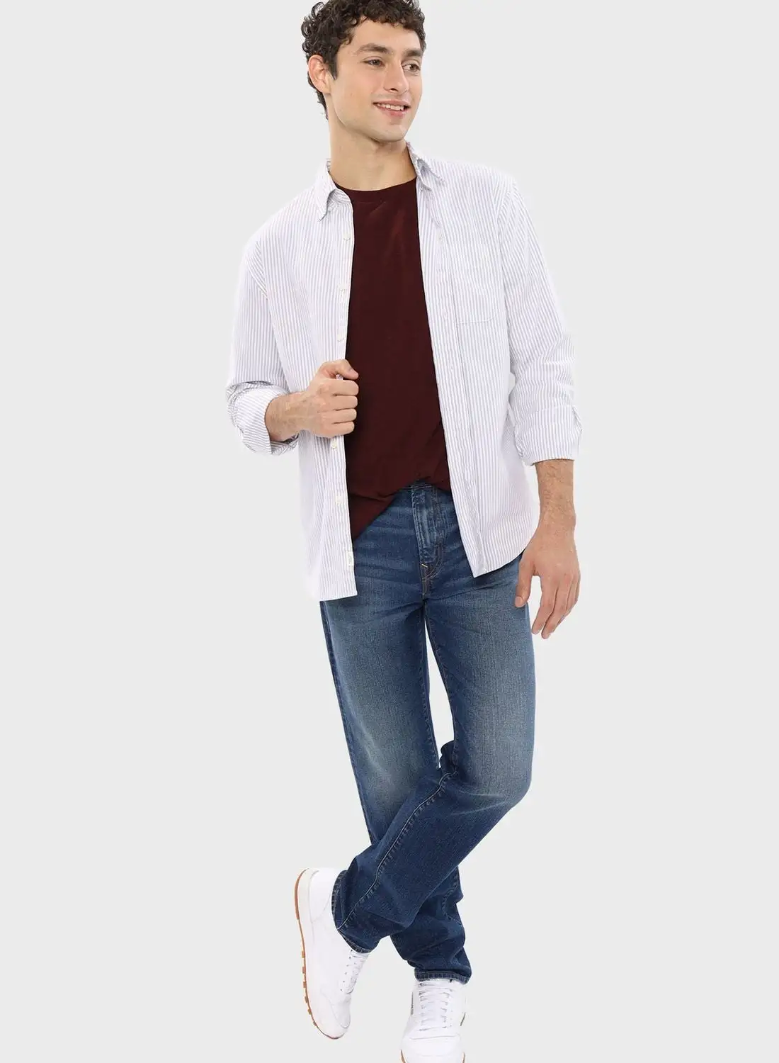 American Eagle Striped Flex Fit Shirt