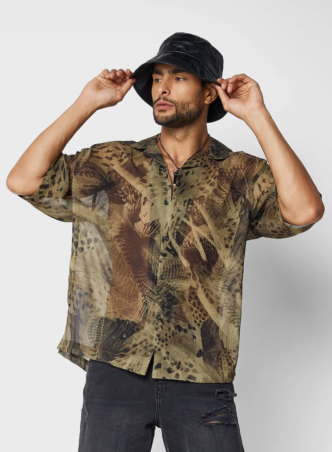 TOPMAN Topman Short Sleeve Extreme Oversized Revere Anima