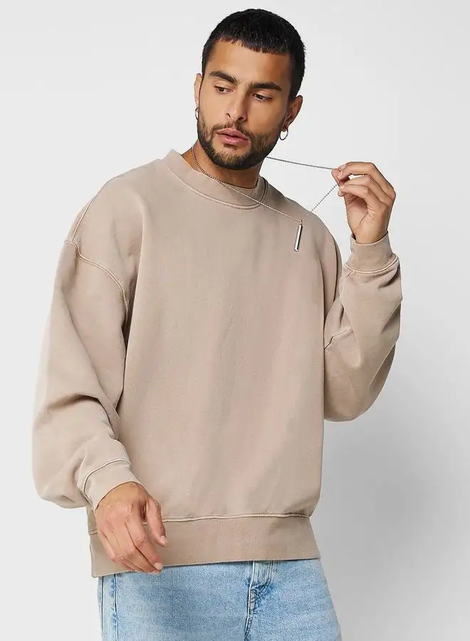 TOPMAN Topman Oversized Sweatshirt In Washed Stone